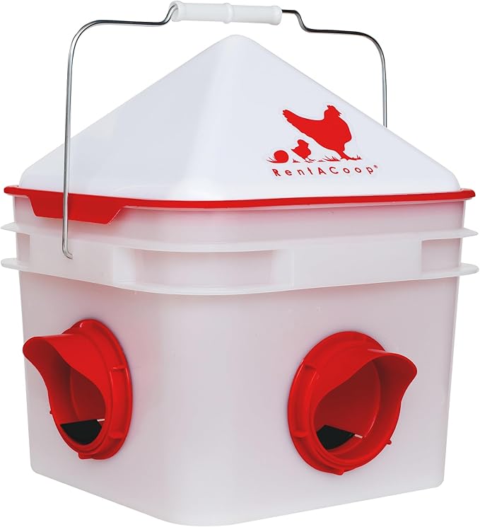 RentACoop Chick2Chicken 10lb Feeder & 2 Gal Waterer Set with Gravity Feed Refill & Auto-Fill Cups - BPA-Free Food & Water Buckets for Up to 20 Chicks or 12 Adult Chickens