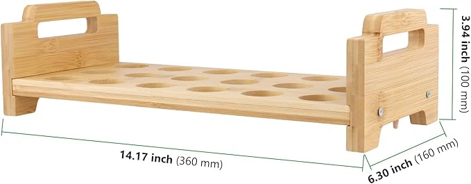 HAKZEON 2 Pack Stackable Bamboo Egg Holder for 36 Fresh Eggs - Farmhouse Kitchen Countertop Organizer, Wooden Display Rack Fits Quail Duck Turkey Chicken Eggs
