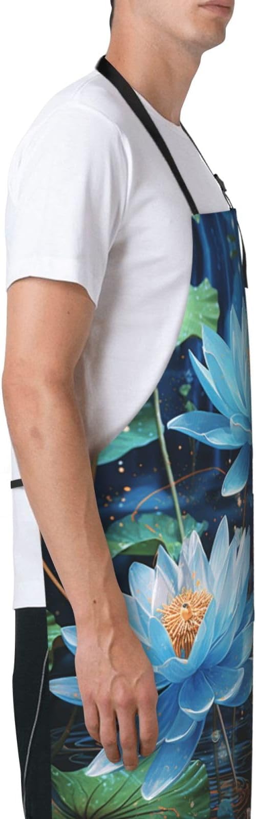 Kitchen Aprons for Men Women Waterproof Apron with 2 Pockets Skis on mountain Apron Adjustable Bib Aprons