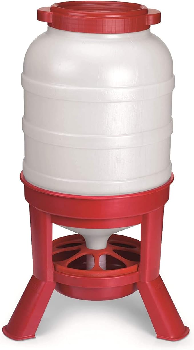 Little Giant Plastic Dome Feeder (60 Lb) Heavy Duty Plastic Gravity Fed Poultry Feed Container Tank (Red) (Item No. DOMEFDR60) (2 Pack)
