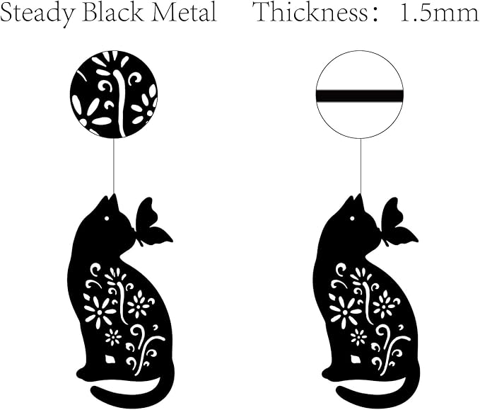 CREATCABIN Cat Metal Wall Art Animal Butterfly Decor Wall Hanging Silhouette Sculpture Ornaments Iron Sign for Indoor Outdoor Home Living Room Kitchen Garden Office Decoration Gift Black 12 x 6 Inch