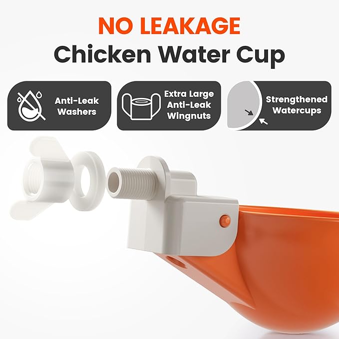 Chicken Water Cups Automatic Chicken Waterer 9 Pack+1 Bonus Cup Included