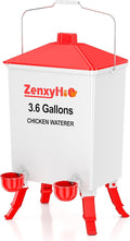 3.6 Gallons Chicken Waterer Bucket with 3 Adjustable Heights, 4 Waterer Cups and Anti Roost Cone