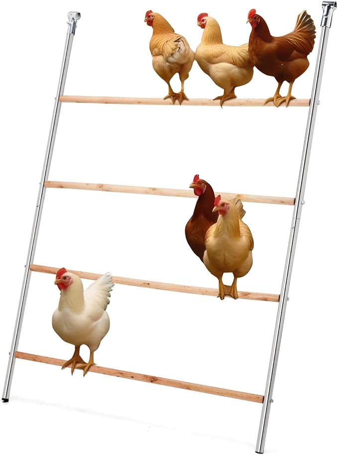 VINGLI Chicken Roosting Bars for Coop, Chicken Perches, Chicken Ladder Toys for Backyard Farms (41.3" L x 56.7" H)