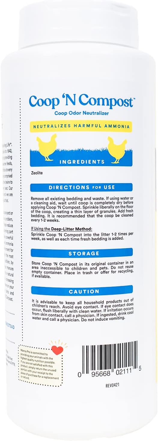Manna ProCoop 'N Compost, Chicken Coop Odor Neutralizer & Moisture Absorber, Poultry Bedding Deodorizer for Backyard Coops & Compost Enhancement, 1.75 lb (Pack of 6)
