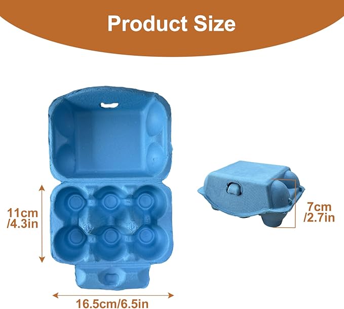 Half Dozen Paper Pulp Egg Cartons Cheap Bulk Fresh Chicken Eggs Basket Holder Storage Container Reusable for Easter (Blue, 20)