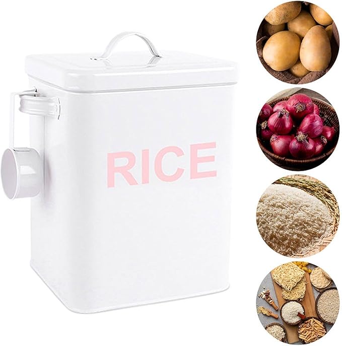 MagiDeal Flour Canister, Sealed Food Storage Bin, Countertop Organizer Jar for Grain, Beans, Kitchen Rice, White XL