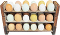 Rockin' Wood Egg Holder Tray- Countertop Stackable Egg Rack For Fresh Eggs - Made in the USA with real rustic reclaimed wood - egg sorter - wood egg tray (Triple Tray)