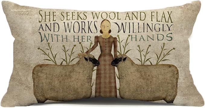 Retro Farmhouse Sheep Throw Pillow Cover 12x20 Inch Vintage Farm Wools Flax Quotes Decor Lumbar Decorative Thanksgiving Day Throw Pillows Cases Decorations for Couch Sofa Living Room