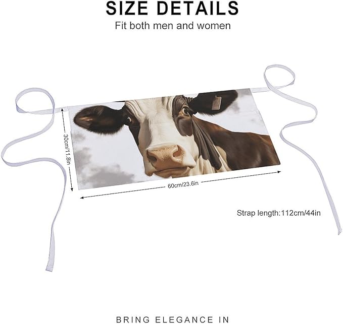 Apron for Men Women Adjustable Farm Animal Cow Printed Waterproof Apron Bib Apron with 3 Pockets Cooking Kitchen Aprons