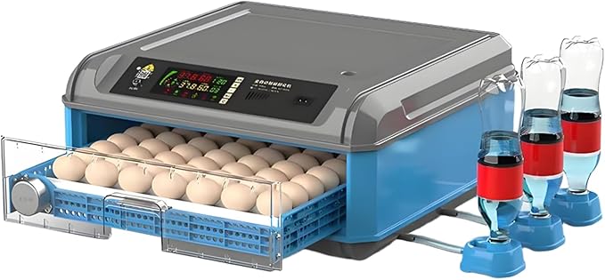 Egg Incubator with Automatic Turning and Humidity Control - Digital Display for Hatching Chicken, Duck, and Quail Eggs - Adjustable Capacity for