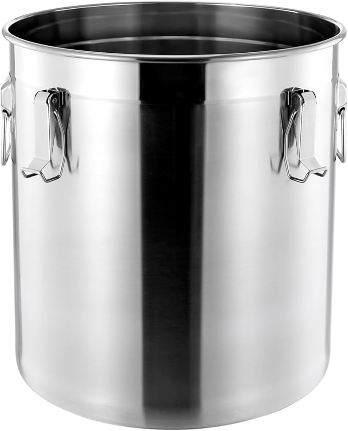 48L/12.68gal Stainless Steel Airtight Canister,Stainless Steel Storage Bucket with Airtight Lid &Locking Clamp,Durable Food Storage Canisters,Canisters Container for Flour,Grain, Oil,Rice,Sugar (48L)