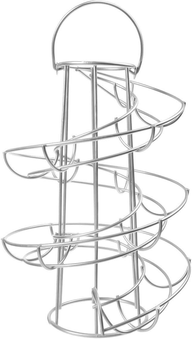 Egg Skelter Deluxe Modern Spiraling Dispenser Rack - Chrome Plated Freestanding Wire Chicken Egg Storage Organizer Display Holder Basket for Countertop Kitchen, Silver