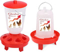 Chick Feeder and Waterer Set Top Fill 3.3LB Feeder and 0.4Gal Waterer with 3 Adjustable Heights Legs for Chicks