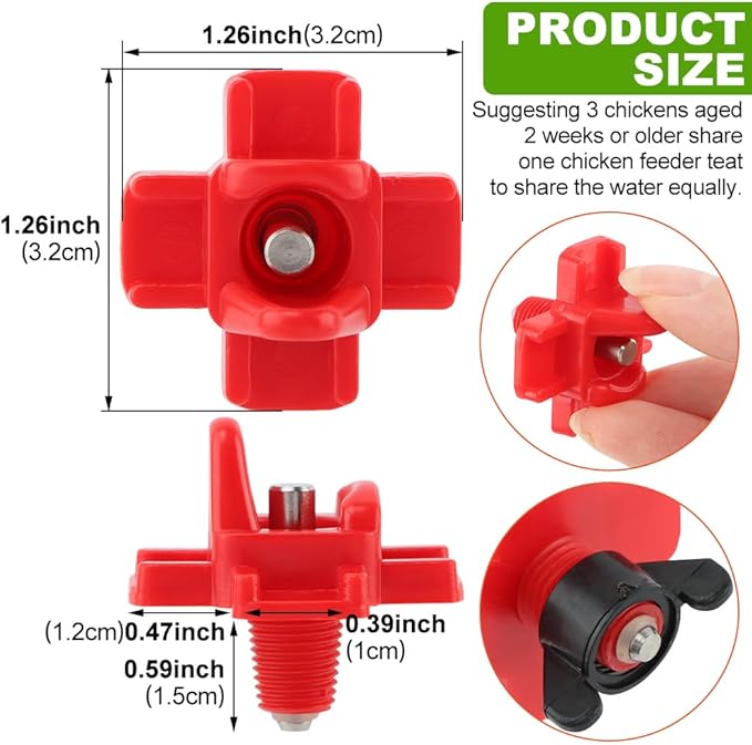 12 Pcs Chicken Water Nipples,Automatic Poultry Nipple Waterer with Drill Bits, Non Leak Waterer Kit for Chicken Coop Outdoor