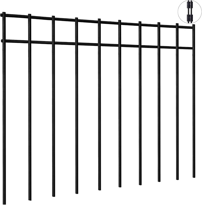 15 Pack - 17"x12" Animal Barrier Fence, 21Ft(L) No Dig Fence for Dogs with Strong Snap Connect, 4 Gauge Black Powder Coated Steel, Dog Rabbits Fence Barrier for Outdoor Landscaped Yard