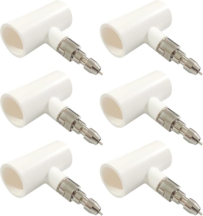 Stainless Steel Rabbit Water Nipples Metal Automatic Watering System Kit with PVC Tee for Guinea Pig, Hamster, Ferrets Other Rodent Small Animals(6Pcs)
