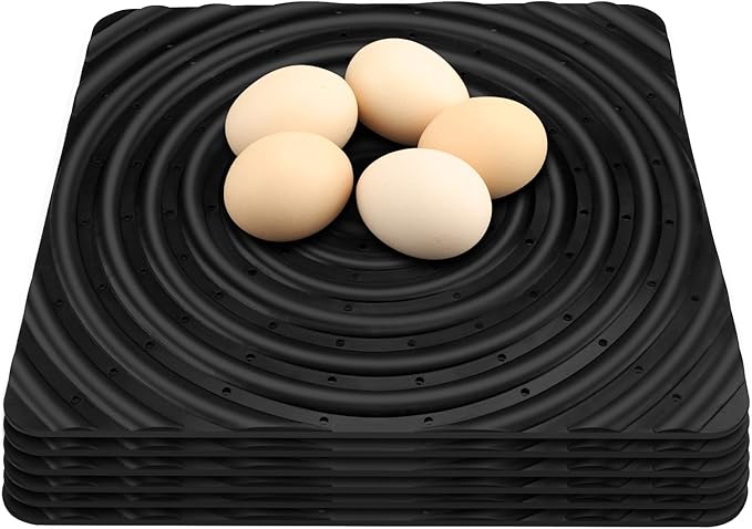 6 Pack Washable Chicken Nesting Pads, 13 x 12 inch, Black, Solid, Anti-Slip, Injection Molded Polypropylene, Suitable for Chicken Coops