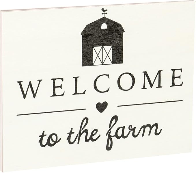 JennyGems Welcome To the Farm Wooden Sign, Barn Gifts, Rustic Farmhouse Decorations Wall Hanging, White