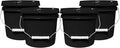 1-Gallon Bucket with Airtight Lid – Made in USA, Food Grade BPA Free Plastic, Heavy Duty Multi-Use, Metal Handle with Grip, Stackable Storage – Black, 4 Pack