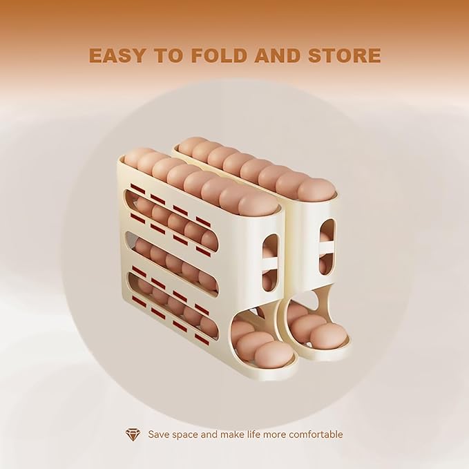 2PCS Stackable Refrigerator Egg Holder - 44 Count Durable Plastic Organizer, Space-Saving Storage Container with Easy Access for Fresh Eggs（transparent）
