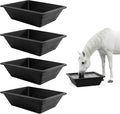 4 Pcs Rubber Feeder Pan,3 Gallon Horse Feed Bucket Utility Feed Bucket,Large Utility Heavy Duty Horse Trough Feeder for Pig Goat Chicken Dogs Farm Small Animal