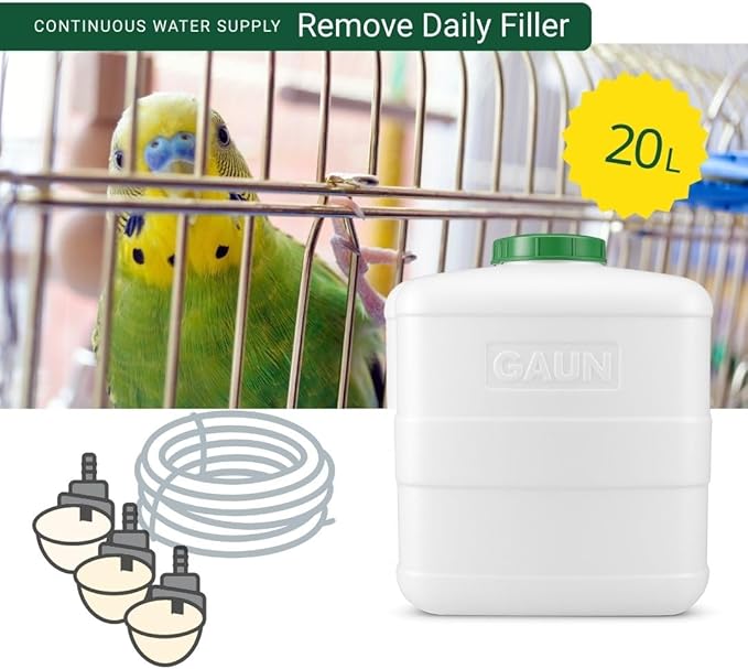 GAUN Header Tank 20L for Automatic Gravity Bird Waterer System - Stable Water Supply for Aviaries, Poultry, Pigeons, Farms & Coops – Easy Installation