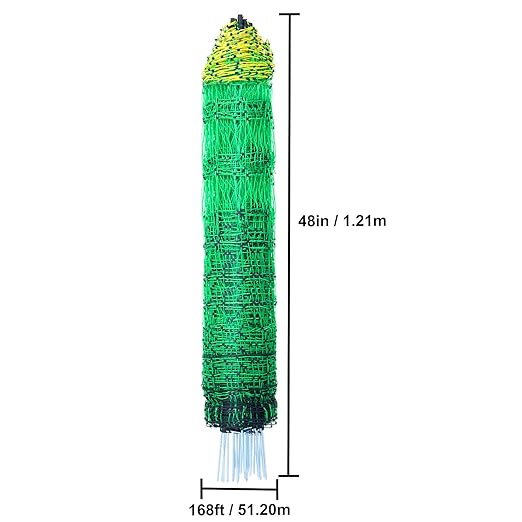 Happybuy Electric Fence Netting, 48" H x 168' L, PE Fencing Kit with Posts & Double-Spiked Stakes for Poultry, Portable Mesh for Backyards, Farms, and Ranches