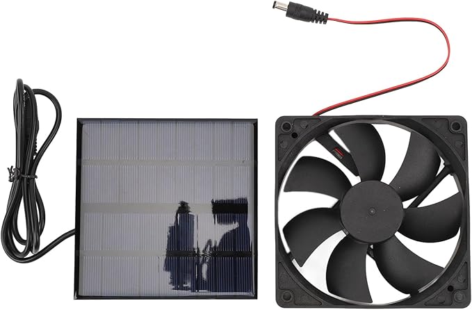 Solar Powered Portable Exhaust Fan Efficiently Vents Hot Air for Chicken Coop, 9V 12W Sunlight Power Panel Kitchen Attic Ventilation