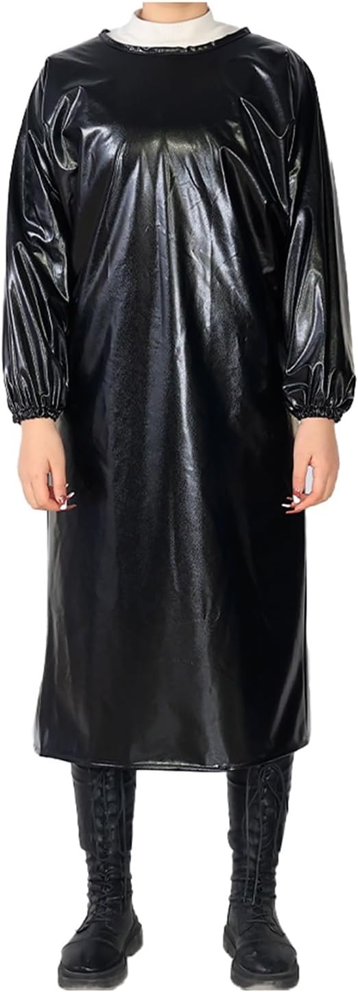 Extended Industrial Apron Double-sided Waterproof and Greaseproof Overalls Home Kitchen Apron Back Tie Design Unisex Oxford Coverall Wide Elasticated Tight Cuffs ( Color : Black , Size : 125x120cm/49.