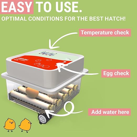 Incubators for Hatching Eggs - 12 Eggs - Ideal All Ages | Egg Incubator with Automatic Egg Turning and Humidity Control - Integrated Egg Candler - Okkobi OBI-12