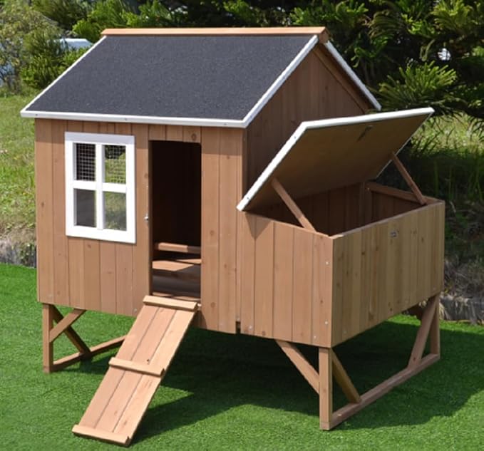 Deluxe Large Wood Chicken Coop Backyard Hen House 4-8 Chickens with 3 Nesting Box