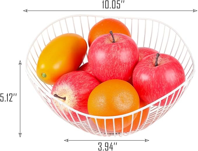 IBWell High Style Curved-Edge Modern Creative Stylish Single Tier Dish,Metal Iron Wire Fruit Vegetables Bread Decorative Stand Serving Bowls Basket Holder (White)