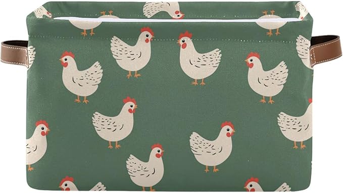 Hen Farm Birds Storage Basket Canvas Fabric Collapsible Storage Bins Box Organizer Waterproof for Home Bedrooms 1 Pack