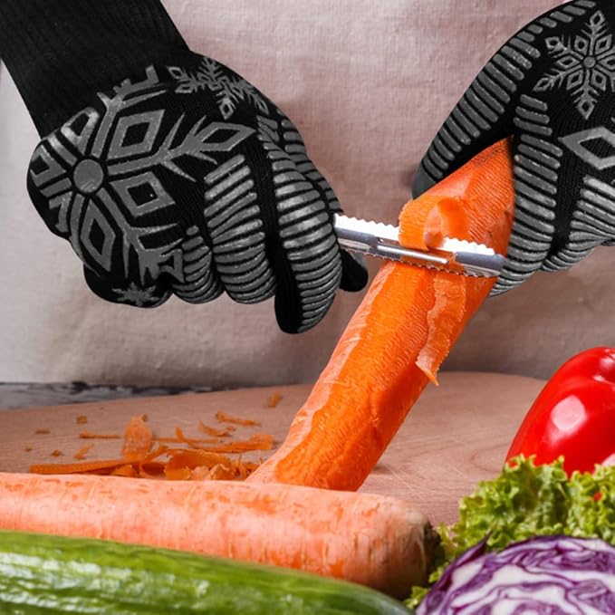 Comsmart BBQ Gloves, Heat Resistant Glove, Silicone Non-Slip Grill Gloves, Fireproof Oven Gloves BBQ Grill Accessories for Grilling, Barbecue, Cooking, Baking, Gray