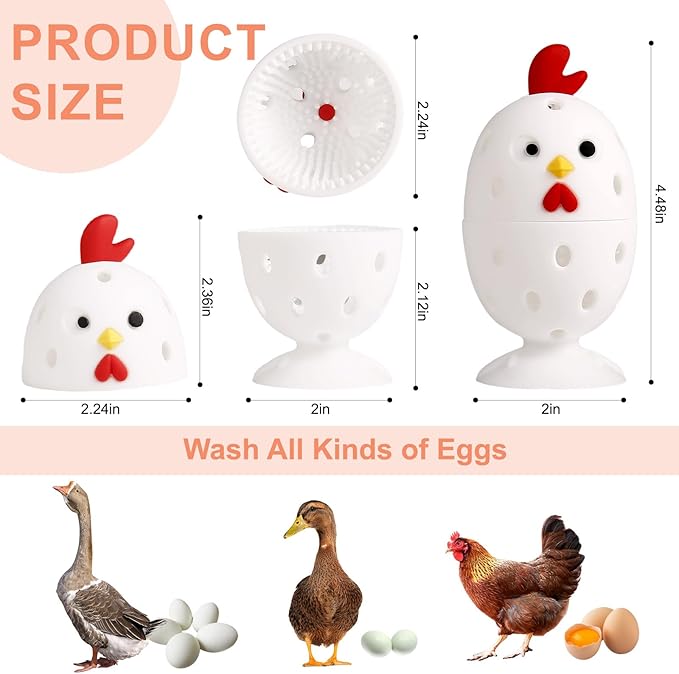 Silicone Egg Cleaner for Fresh Eggs, Vegetable and Fruit Scrubber Tool Reusable Cleaning Brush for Egg Washer (White)