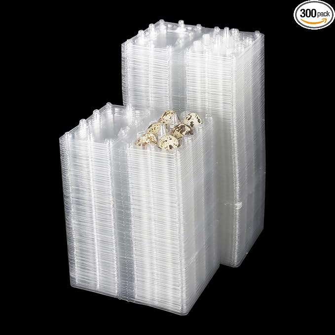 300 Pack Quail Egg Cartons, Clear Plastic Quail Egg Trays, Holds up to 6 Quail Eggs Securely - Your Ultimate Small Eggs Carton Holders for Bulk Storage and Display