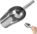 POPETPOP Multifunctional Pet Food Scoop 2 Cup Stainless Steel Shovel for Dry Food Measuring and Serving 9.05X3.34X3.54In Easy to Clean Durable Metal Scoop for Dog Cat Bird Supplies