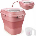 Cereal Rice Storage Containers, 20 to 50Lbs Collapsible Dry Food Dispenser Bins with Airtight Flip Lid Rolling Wheel, Kitchen Pantry to Store Sugar Flour, Dog Pet Cat Food Holder Container