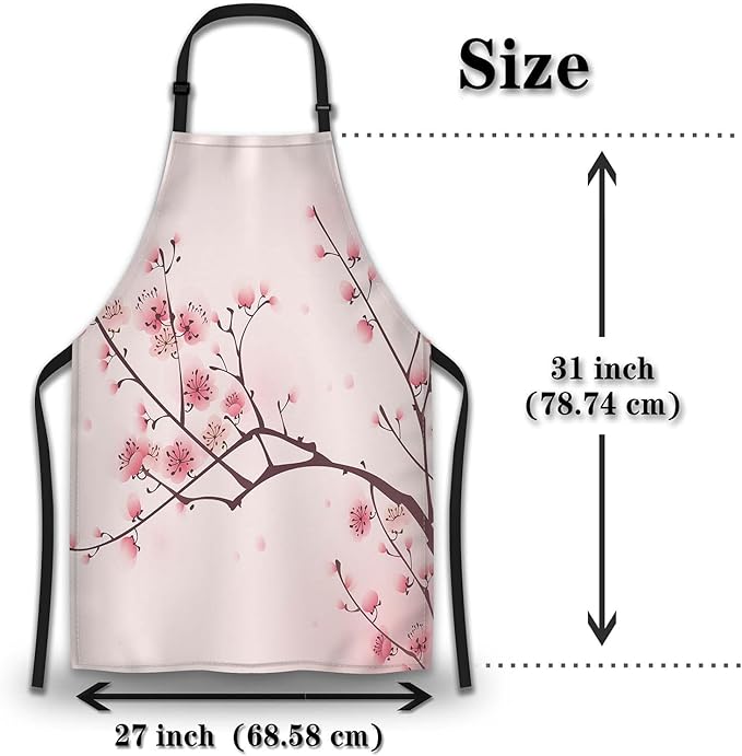 Kitchen Apron for Women Cherry Blossom Funny Aprons for Men for Cooking Restaurant BBQ Painting Crafting Gardening 27” (W) x 31” (H), Waterproof Aprons