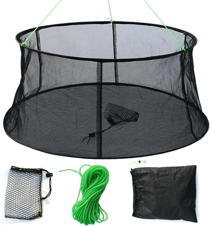 Drasry Fishing Net Trap for Bait Minnow Shrimp Crayfish Foldable Fish Crawdad Lobsters Cast Net Collapsible