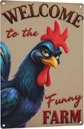Welcome to The Funny Farm Aluminum Sign Humorous Chicken Coop Sign Rustic Farmhouse Welcome Sign for Backyard Flock 8x12 Inches Outdoor Metal Decor Style-02
