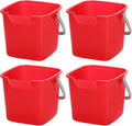 Peohud 4 Pack Sanitizing Buckets, 3 Quart Small Cleaning Pail, Square Detergent Bucket with Spout and Handle for Home, Offices, School, Commercial Use