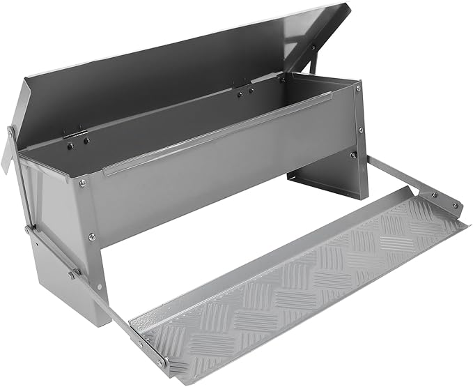 AYNEFY Automatic Chicken Feeder, Large Capacity Steel Poultry Food Dispenser with Lid, Water, for Farm Outdoor Use Pet Feeder