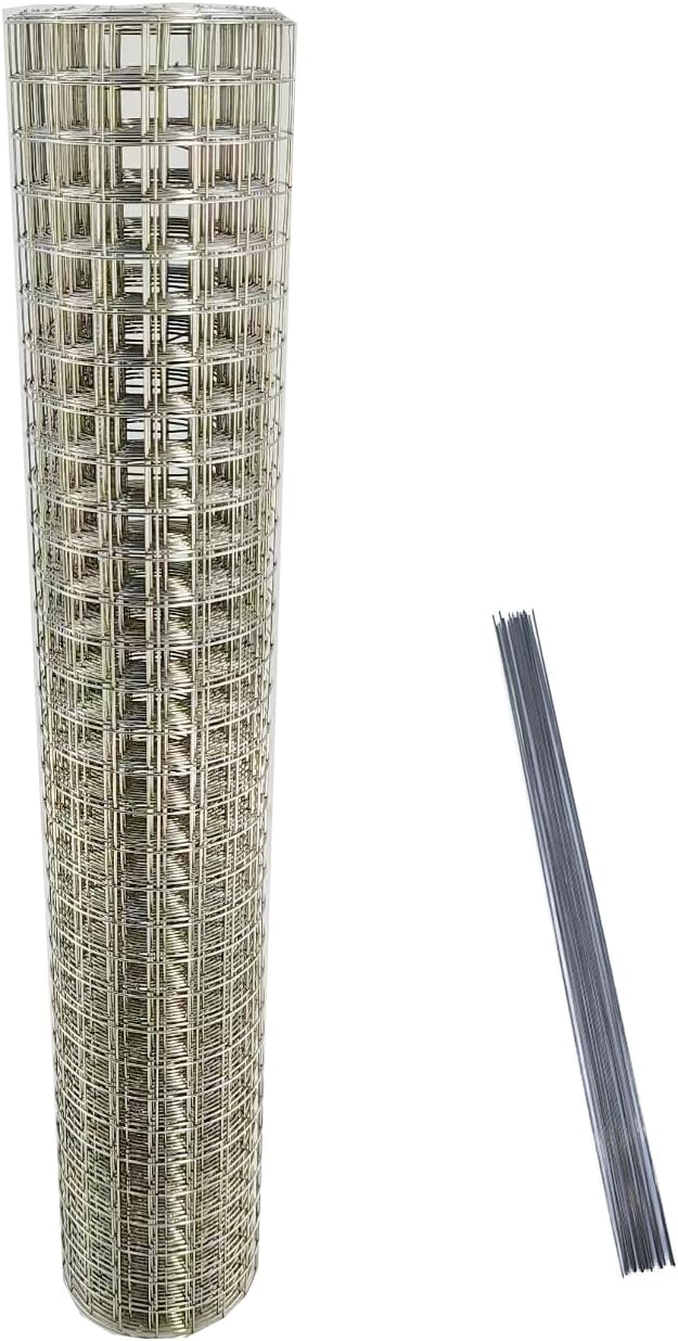 Stainless Steel Hardware Cloth Size:21Gauge 1/2inch 16inchx8Feet 304 Stainless Steel Welded Wire Mesh Supports Poultry Netting Cage Fence,Keep The Animals Out, Protecting New Plants