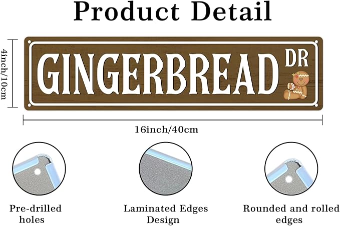 Gingerbread Dr Christmas Metal Sign Vintage Print Art Poster Tin Plaque for Home Farmhouse Kitchen Patio Yard Cafe Bar Front Door Wall Decor 4x16 Inch