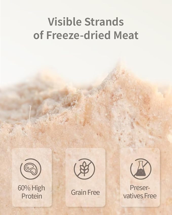 Freeze-Dried Cat Food, 97% Animal Origin Soft Dry Raw Food for Cats, High Protein Healthy Freeze Dried Cat Treat & Topper (Rabbit Recipe - 14 Ounce)