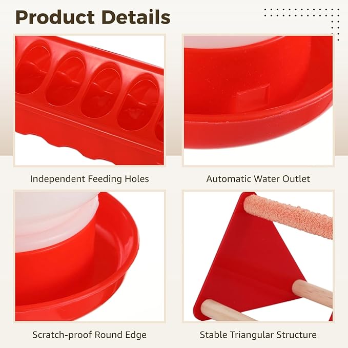 8 Pack Chick Feeder and Waterer Kit, Chick Feeding Supplies, Includes 3 Feeders, 2 Waterers, and 3 Perches, Chicken Starter Kit for Brooder & Coop, Ideal for Small Poultry