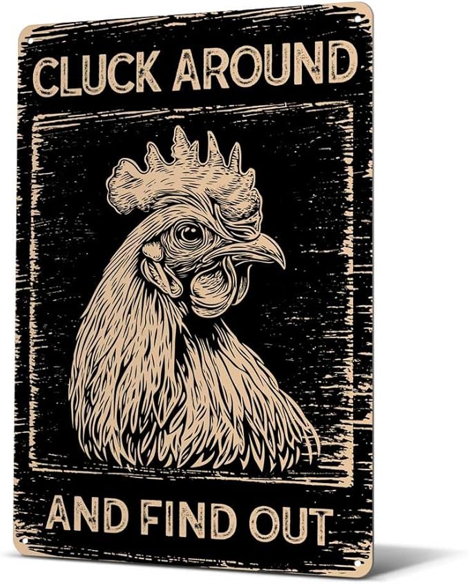 Heuhuww Funny Chicken Signs Vintage Chicken Coop Decor Tin Sign For Home Bar Farmhouse Farm 12" x 8"(H7)