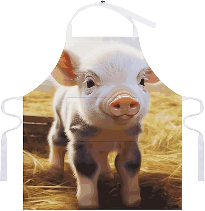 Adult Cute Farm Animal Apron Waterproof Apron with Large Pocket Adjustable Neck Strap Kitchen Bib Work Aprons Long Ties Cooking Baking Gardening Painting for Women Men